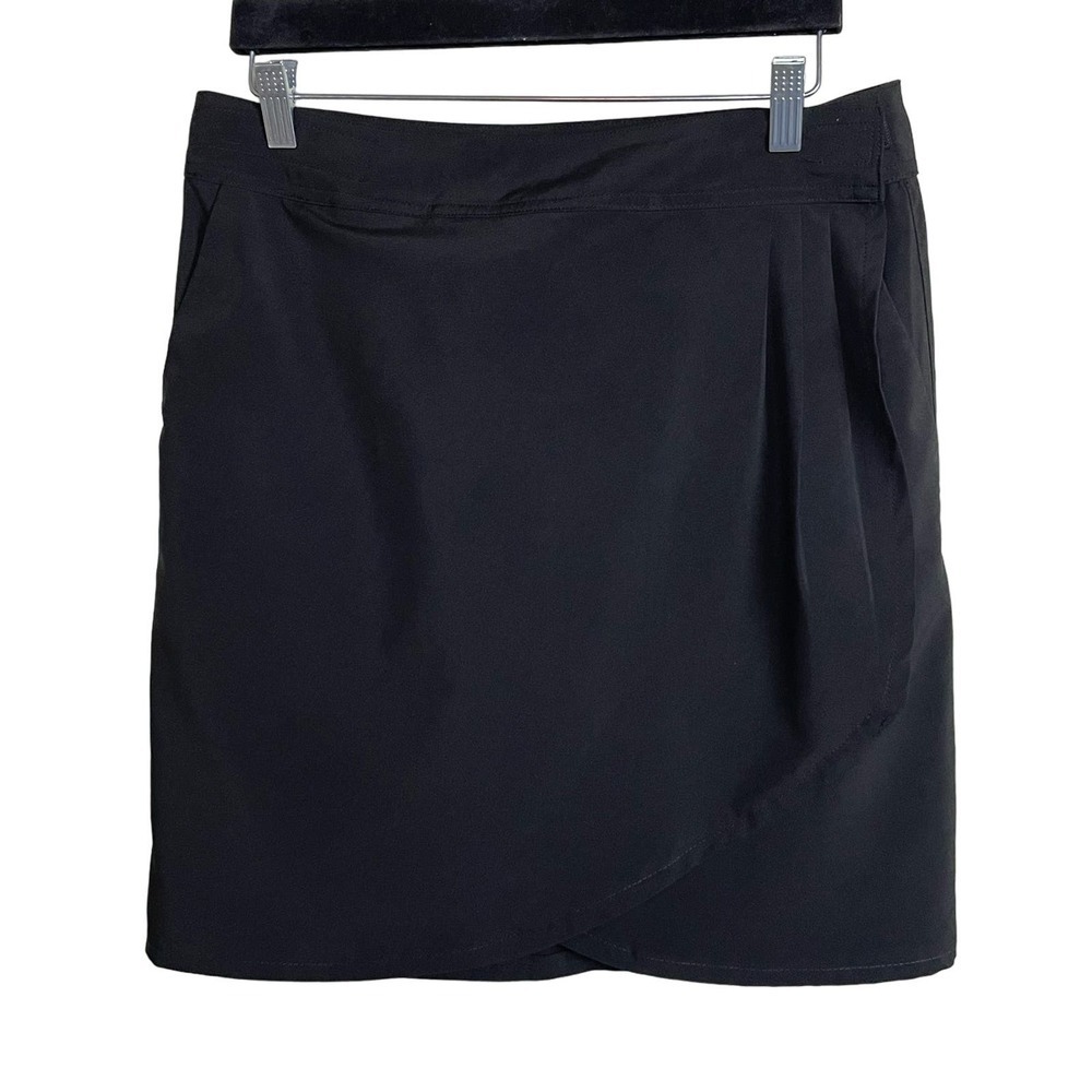 RipSkirt Hawaii Size M Length 2 Side Pockets Pleated Front Black Wrap Skirt
